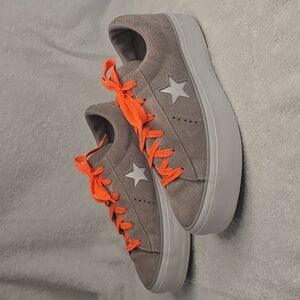 Converse One Star Gray Suede White Platform Sneakers Chunky Soles Ladies 8 Vguc